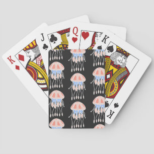 Hand-painted jellyfish, vibrant vintage pattern. playing cards