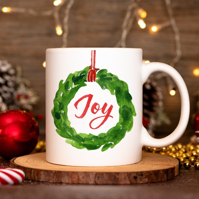 Hand-Painted Joyful Wreath Holiday Coffee Mug (Creator Uploaded)