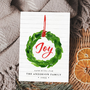 Hand-Painted Joyful Wreath Holiday Flat Card