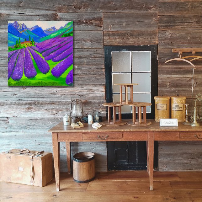 Hand-painted Lavender fields in front of mountains Photo Print (Creator Uploaded)