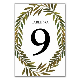 Hand painted leaves Table Number