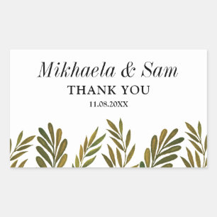 Hand painted leaves Wedding Rectangular Sticker
