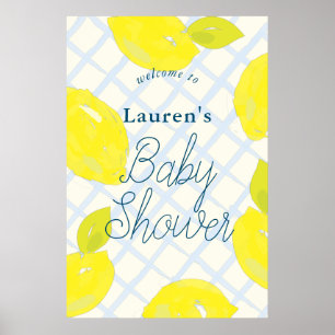 Hand Painted Lemon Blue Baby Shower Welcome Sign