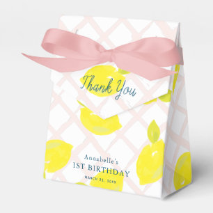Hand Painted Lemon Pink Girl Birthday Thank You Favour Box