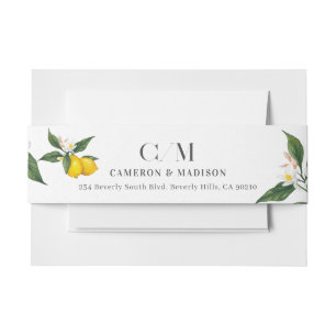 Hand-Painted Lemons Blossom Wedding Invitation Belly Band
