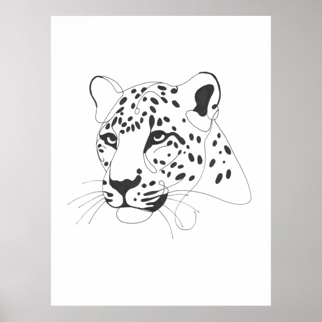 Hand Painted Leopard Minimalist Line Art Poster (Front)