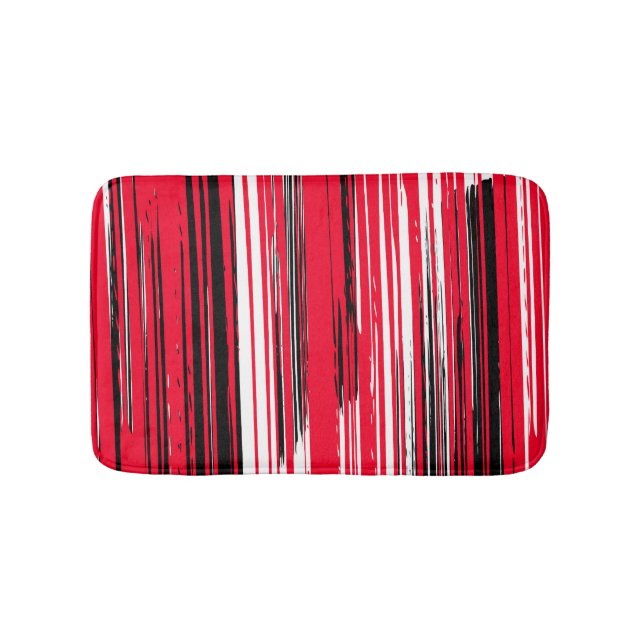 Hand painted lines - red bath mat (Front)