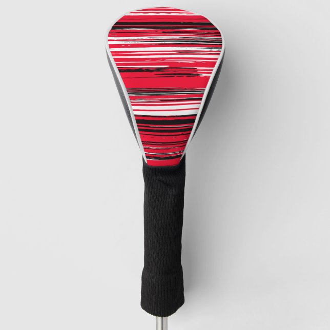 Hand painted lines - red golf head cover (Front)