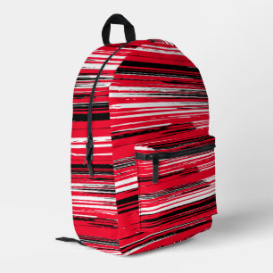 Hand painted lines - red printed backpack