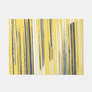 Hand painted lines - yellow doormat