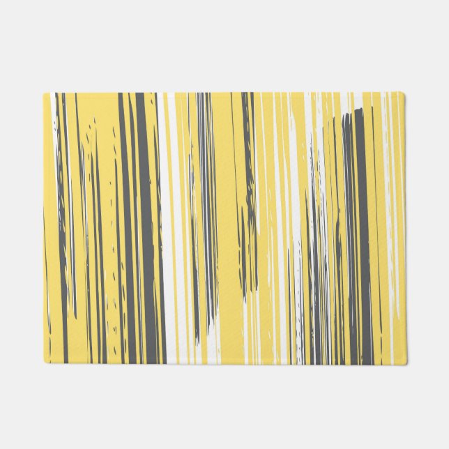 Hand painted lines - yellow doormat (Front)