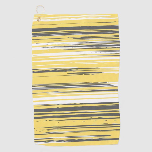 Hand painted lines - yellow golf towel (Front)