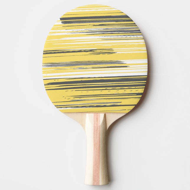 Hand painted lines - yellow ping pong paddle (Front)