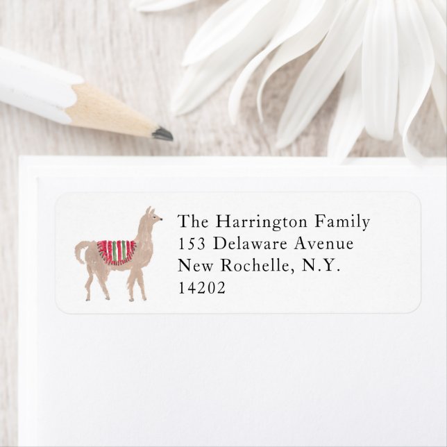 Hand-Painted Llama Farm Return Address Label (Insitu)