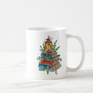Hand Painted Magical Books Lantern Watercolor Coffee Mug