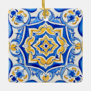 Hand-Painted Majolica Pattern Ceramic Ornament