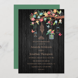 Hand painted Mason Jars Spring Engagement Party Invitation