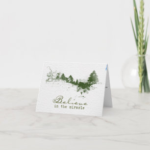 Hand painted Merry Christmas stamp Holiday Card