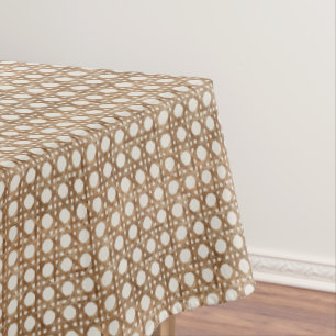 Hand-painted mid-century modern rattan pattern tablecloth