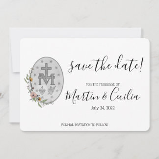 Hand-painted Miraculous Medal Save the Date Card