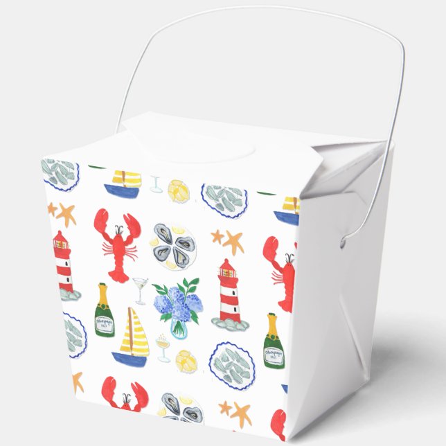Hand Painted Nantucket Themed Take Out Favour Box (Front)