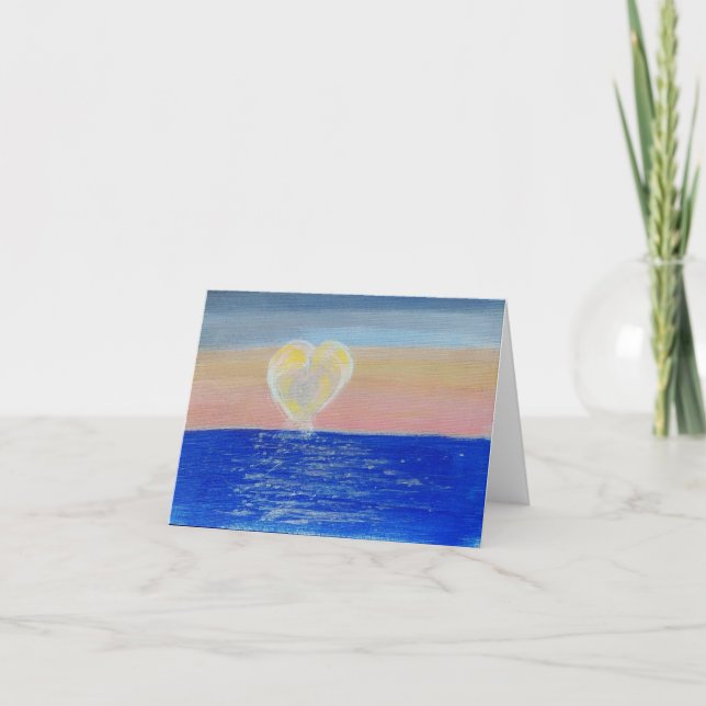 Hand Painted Note Card - Sun Setting With Love (Front)