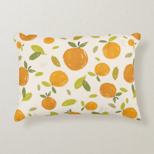 Hand painted oranges fruit seamless pattern design decorative cushion