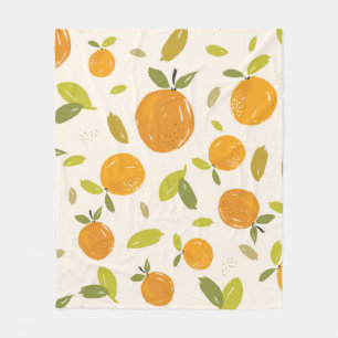Hand painted oranges fruit seamless pattern design fleece blanket