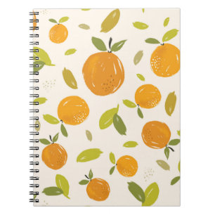 Hand painted oranges fruit seamless pattern design notebook