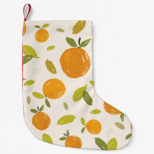 Hand painted oranges fruit seamless pattern design small christmas stocking