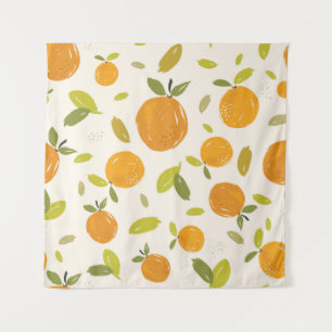 Hand painted oranges fruit seamless pattern design tapestry