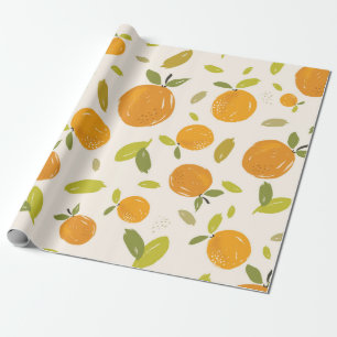 Hand painted oranges fruit seamless pattern design wrapping paper