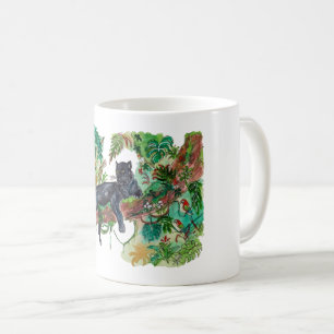 Hand Painted Panther Jungle Watercolor Art Coffee Mug