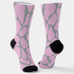 Hand-Painted Pastel Pink & Grey Giraffe Spots  Socks