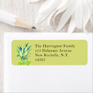 Hand-Painted Pineapple Chartreuse Return Address Label