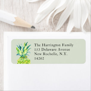 Hand-Painted Pineapple Sage Green Return Address  Label
