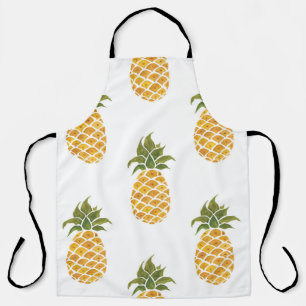 Hand-painted pineapples, watercolor background. apron