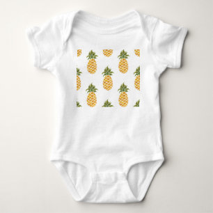 Hand-painted pineapples, watercolor background. baby bodysuit