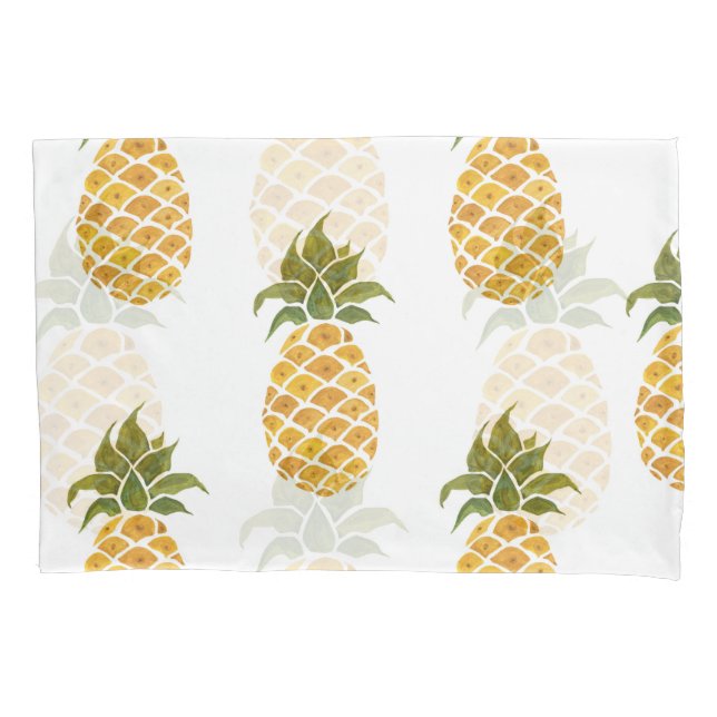 Hand-painted pineapples, watercolor background. pillowcase (Front)
