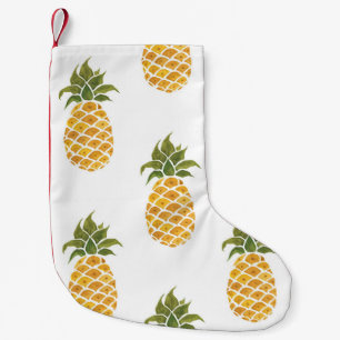 Hand-painted pineapples, watercolor background. small christmas stocking