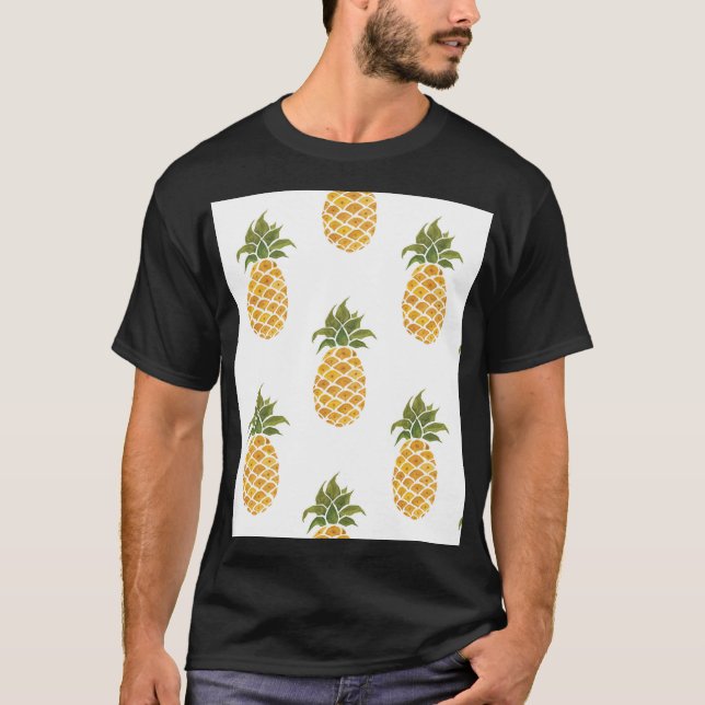 Hand-painted pineapples, watercolor background. T-Shirt (Front)