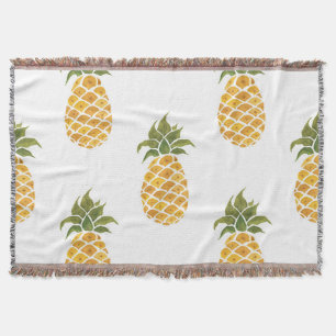 Hand-painted pineapples, watercolor background. throw blanket