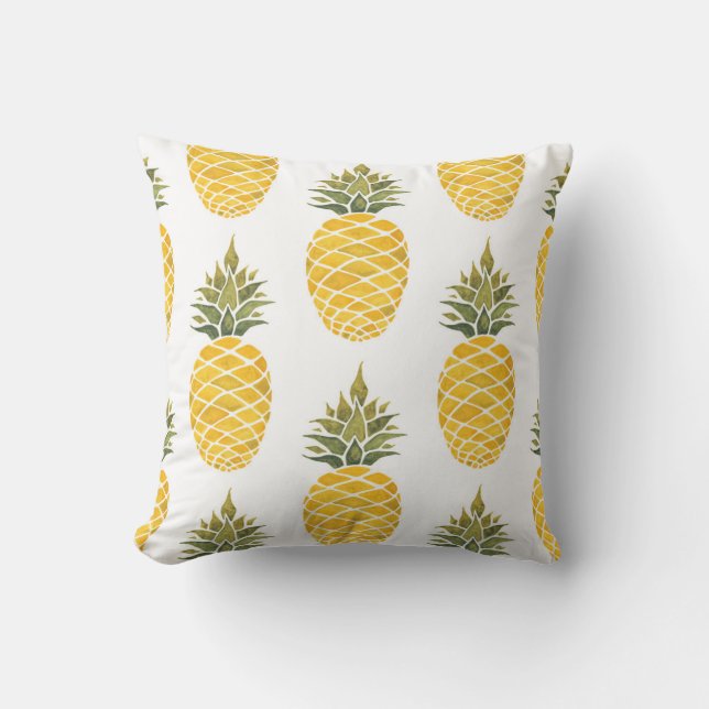 Hand Painted Pineapples: Watercolor Seamless. Cushion (Front)