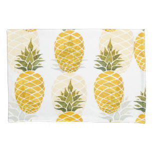 Hand Painted Pineapples: Watercolor Seamless. Pillowcase
