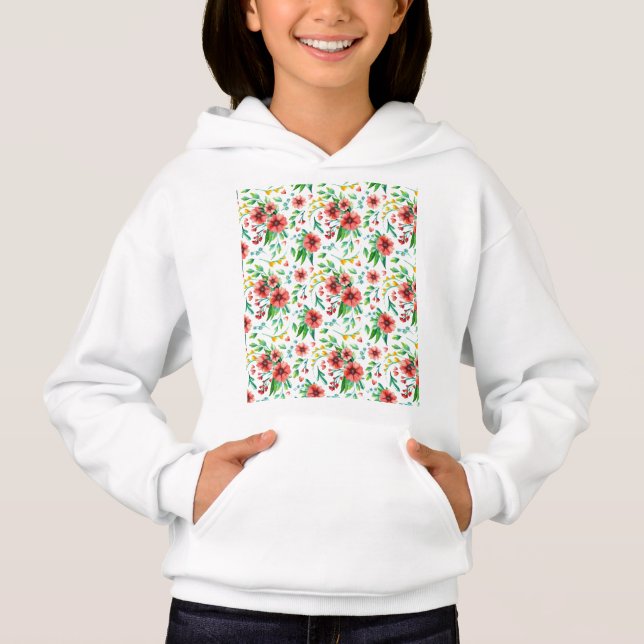 Hand Painted Pink Flowers Floral Pattern-23498 (Front)