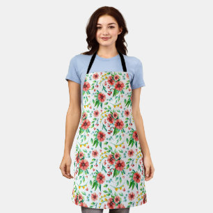 Hand Painted Pink Flowers Floral Pattern-23498 Apron