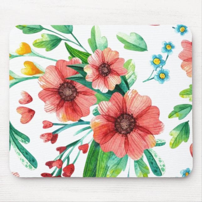 Hand Painted Pink Flowers Floral Pattern-23498 Mouse Pad (Front)