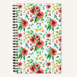 Hand Painted Pink Flowers Floral Pattern-23498 Notebook