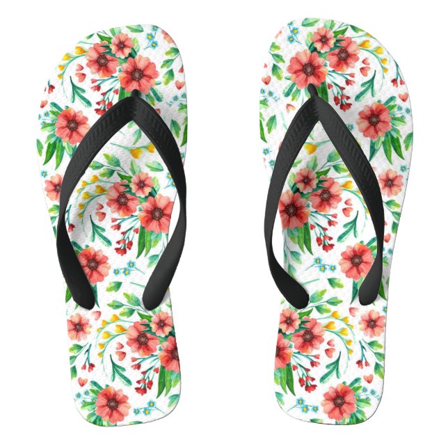 Hand Painted Pink Flowers Floral Pattern-23498 Thongs (Footbed)