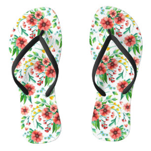 Hand Painted Pink Flowers Floral Pattern-23498 Thongs